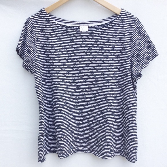 Anthropologie Tops - Anthropologie Postmark striped embroidered top.